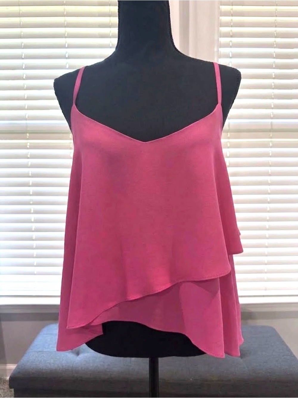 Bisou Bisou Layered Pink Spaghetti-Strap Camisole